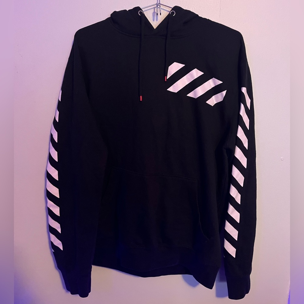 Mens Hoodie Black White Red